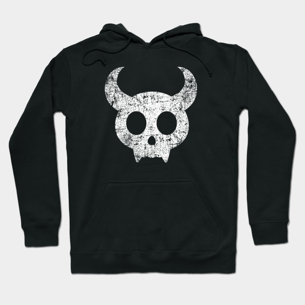 Cute Skull with Horns - Distressed Hoodie by PsychicCat